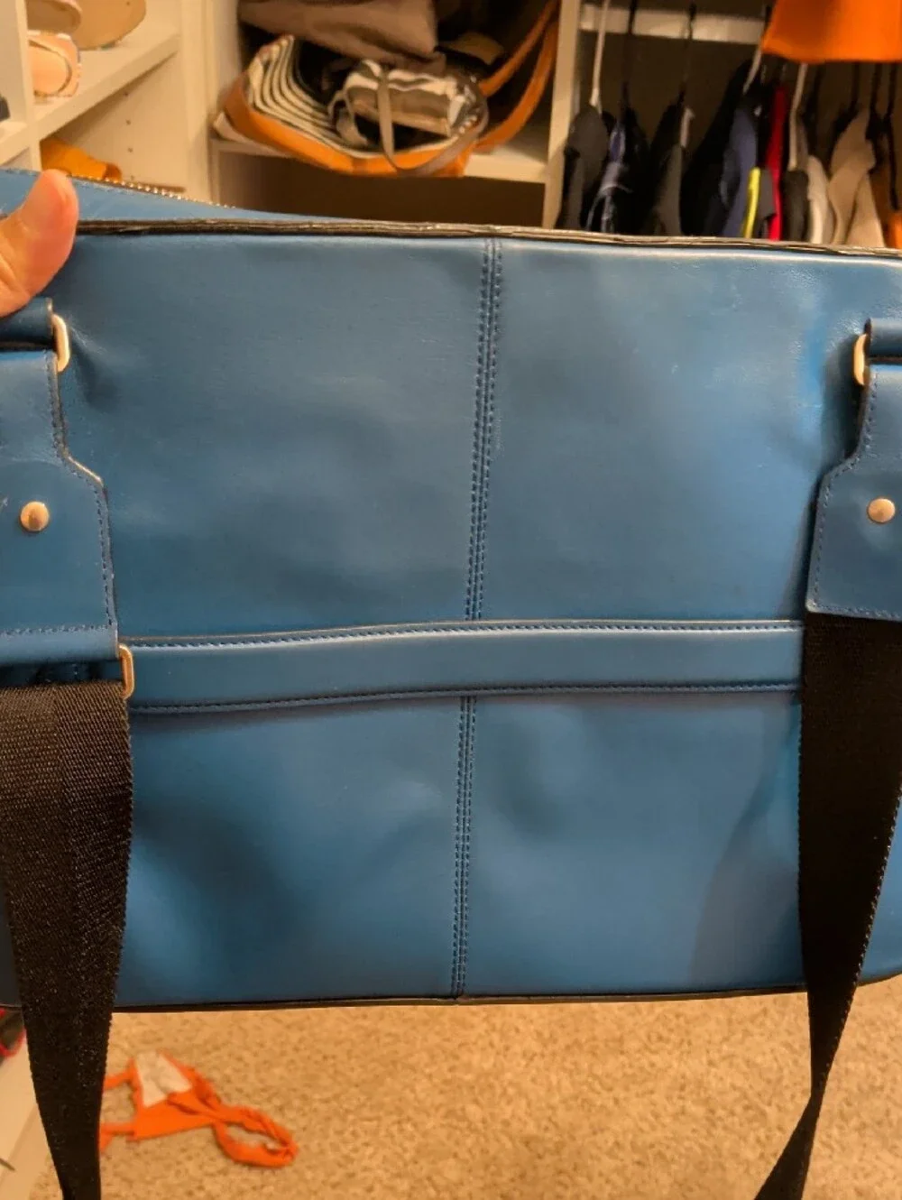 Montblanc Blue Leather Laptop Bag